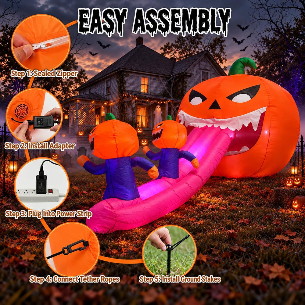9FT Halloween Inflatables Pumpkin Outdoor Decorations, Blow Up Inflatable Gia...