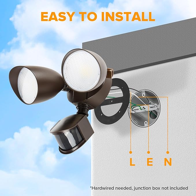 LUTEC 32W 3500 Lumen LED Security Lights Motion Sensor Light Outdoor, 5000K