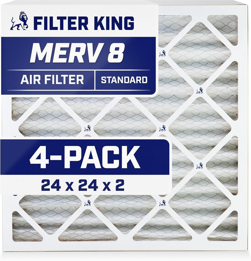 Filter King 24x24x2 Air Filter | 4-PACK | MERV 8 HVAC Pleated A/C Furnace
