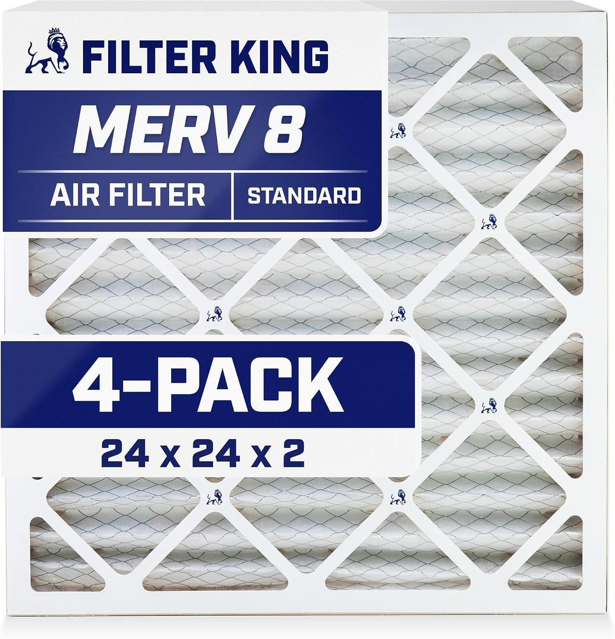Filter King 24x24x2 Air Filter | 4-PACK | MERV 8 HVAC Pleated A/C Furnace