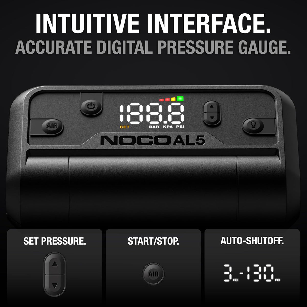 NOCO Air AL5 17 LPM 12V Cordless Tire Inflator & Portable Air Compressor
