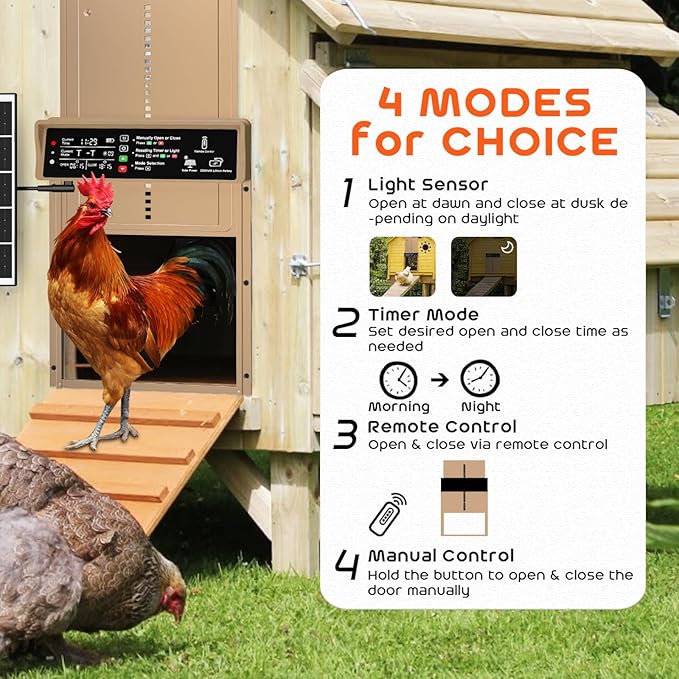 Asfrost Automatic Chicken Coop Door Solar Powered Automatic Chicken Door