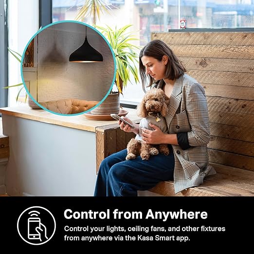 Kasa Smart Dimmer Switch HS220P3, Single Pole, Needs Neutral Wire, 2.4GHz Wi-Fi