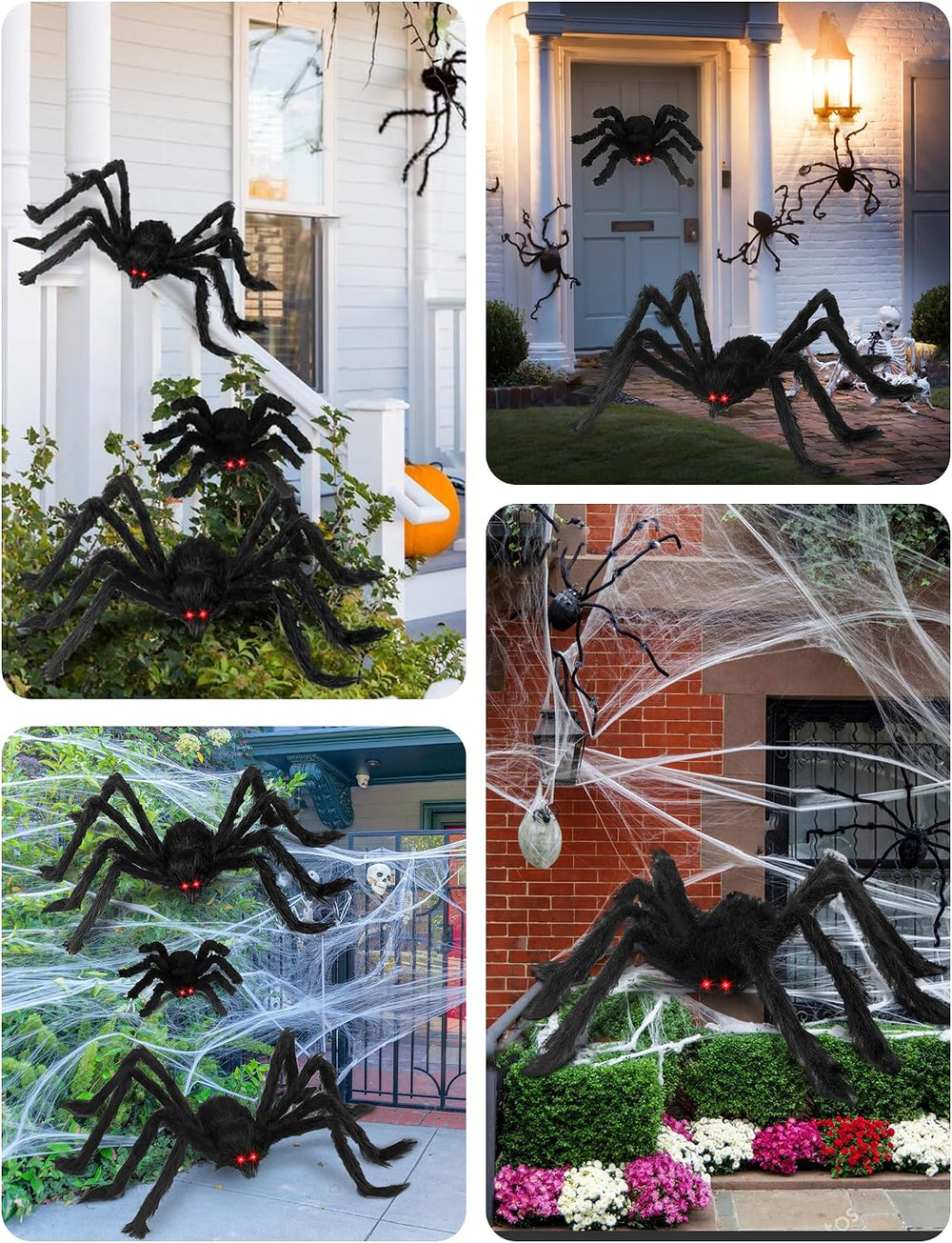 Acina 6 Pcs Halloween Giant Spider Decorations for Indoor and Outdoor