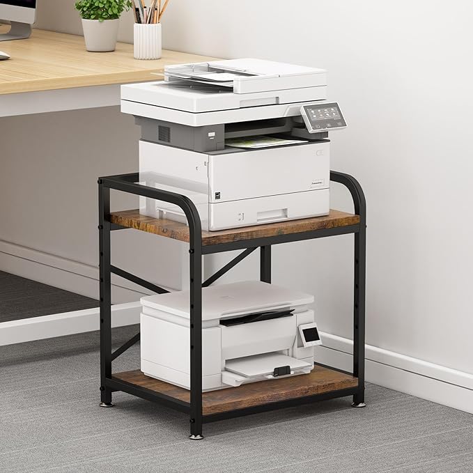 Vokumba 2 Tier Under Desk Printer Stand, Large Printer Table