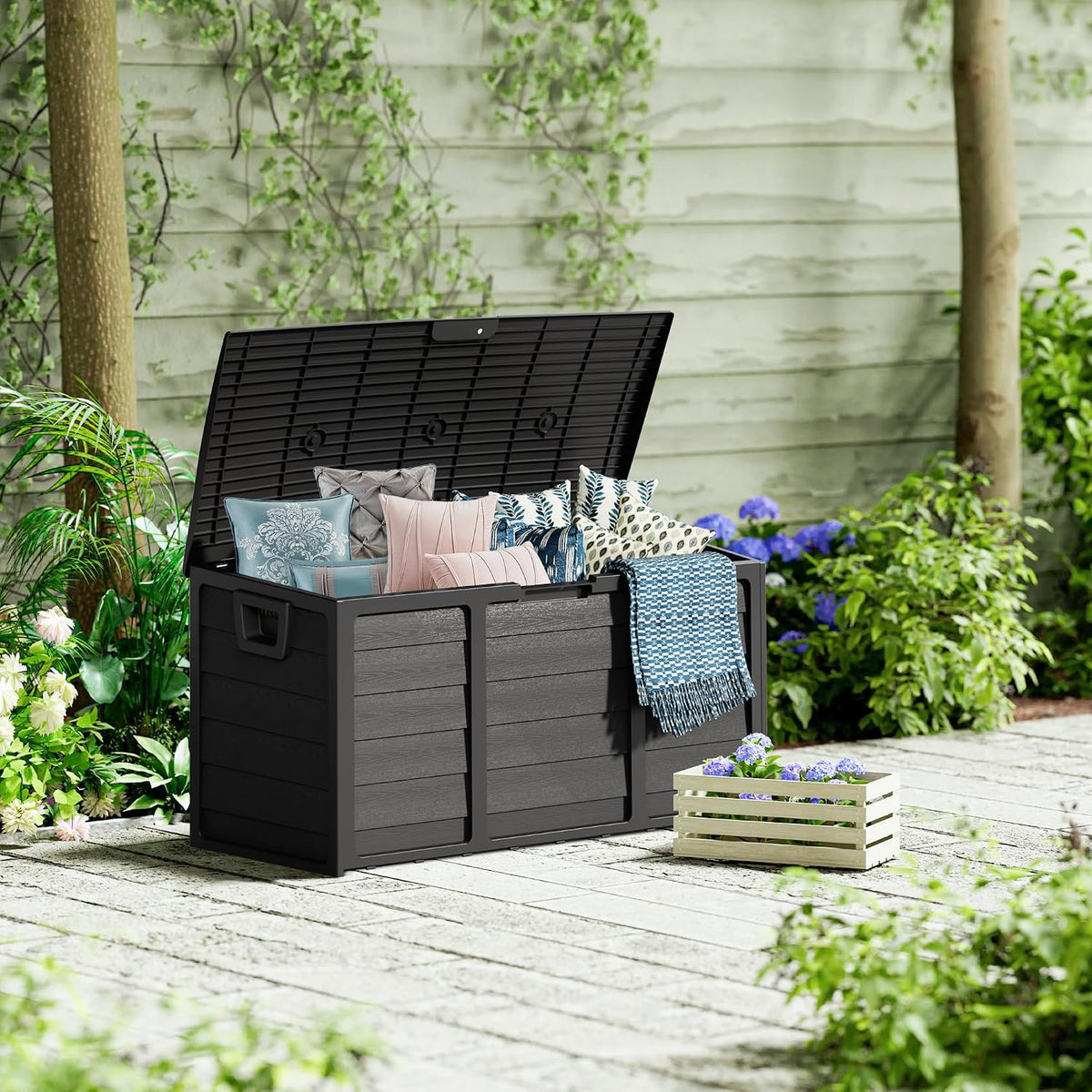 75 gallon outdoor deck box - durable resin, package contents