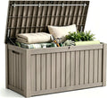 Outdoor Storage Box Resin Deck Box Waterproof Gray Brown 155 Gallon