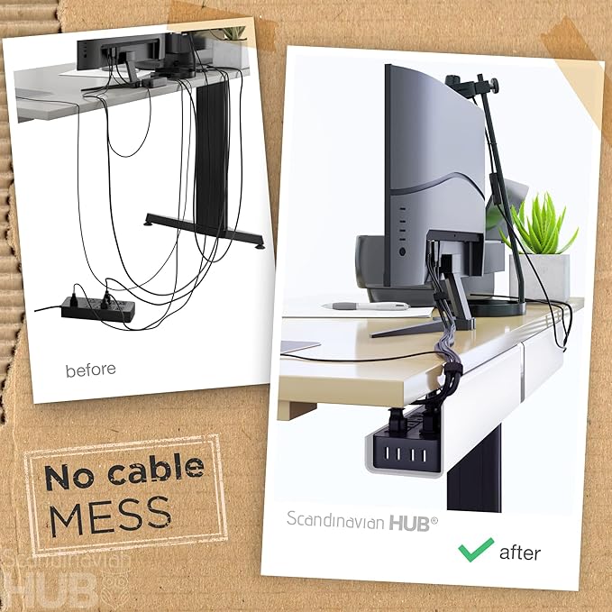 No-Screw Under Desk Cable Management Tray (2-Pack)