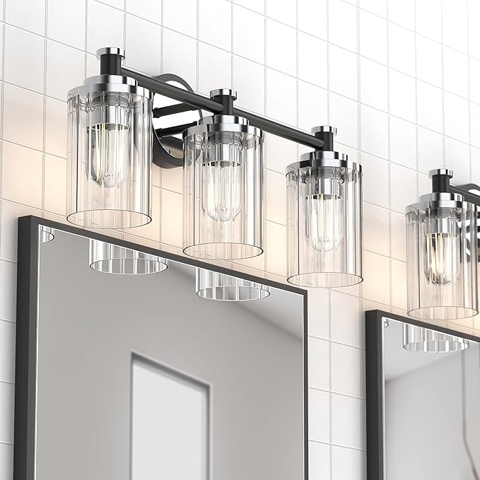 PHIXART Bathroom Lighting Fixtures Black and Chrome Bathroom Vanity Light