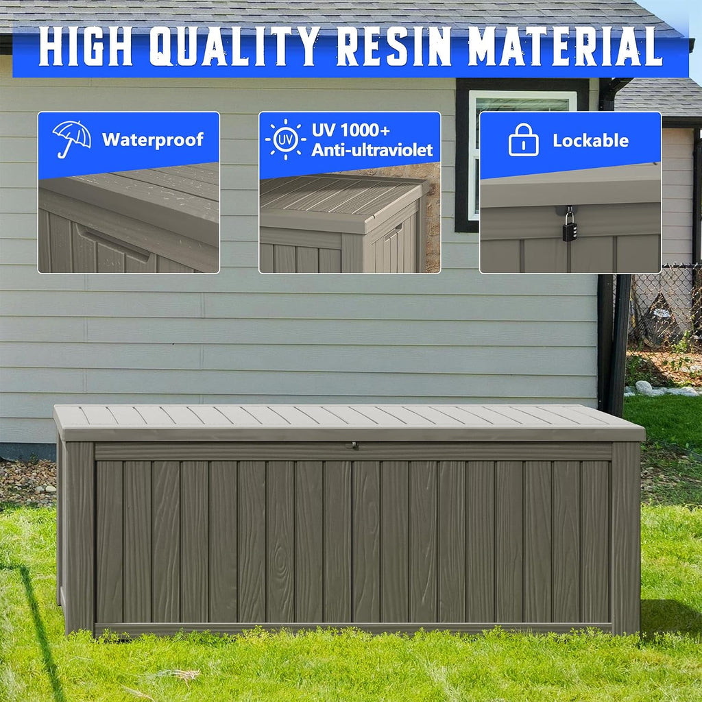 resin outdoor deck storage box waterproof (grey, 220, close-up detail