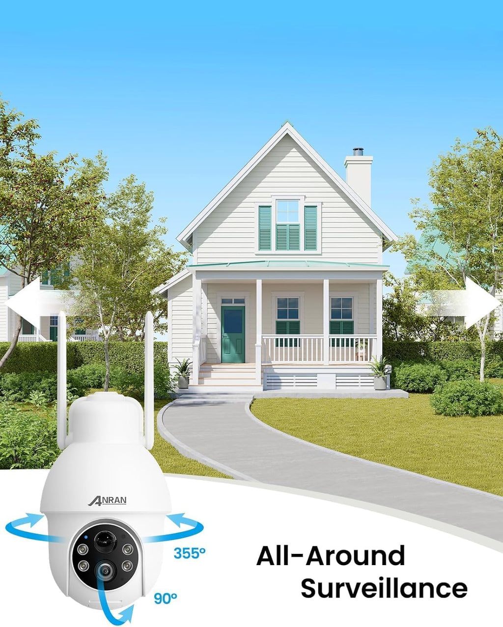 anran 2k solar security camera outdoor wireless wifi shown in use