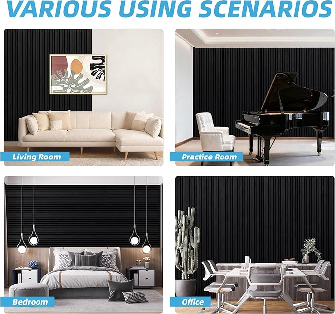 Art3d 4-Piece 94 x 12.6 Inch Acoustic Lightweight Slat Wall Panel