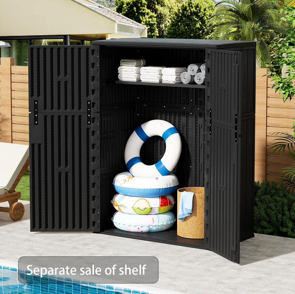 zzm 57 cu.ft outdoor storage shed hdpe storage, close-up detail