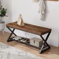 LVB Rustic Brown Entryway Bench, 39" Industrial Shoe Bench with Storage