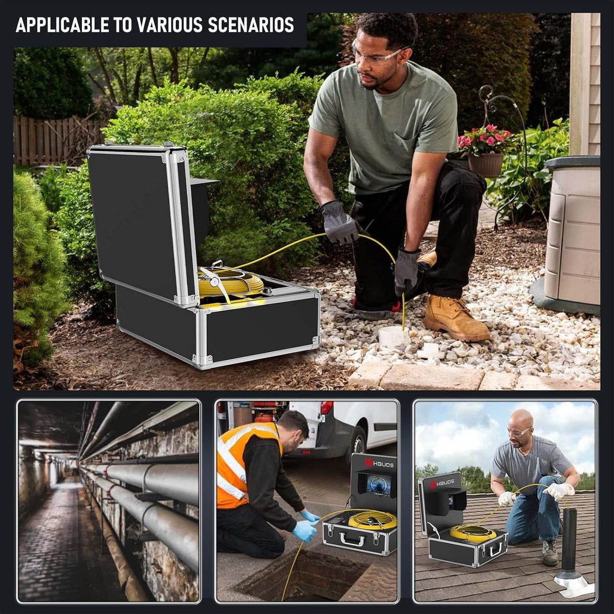 sewer camera self leveling, 100ft drain pipe cameras, package contents