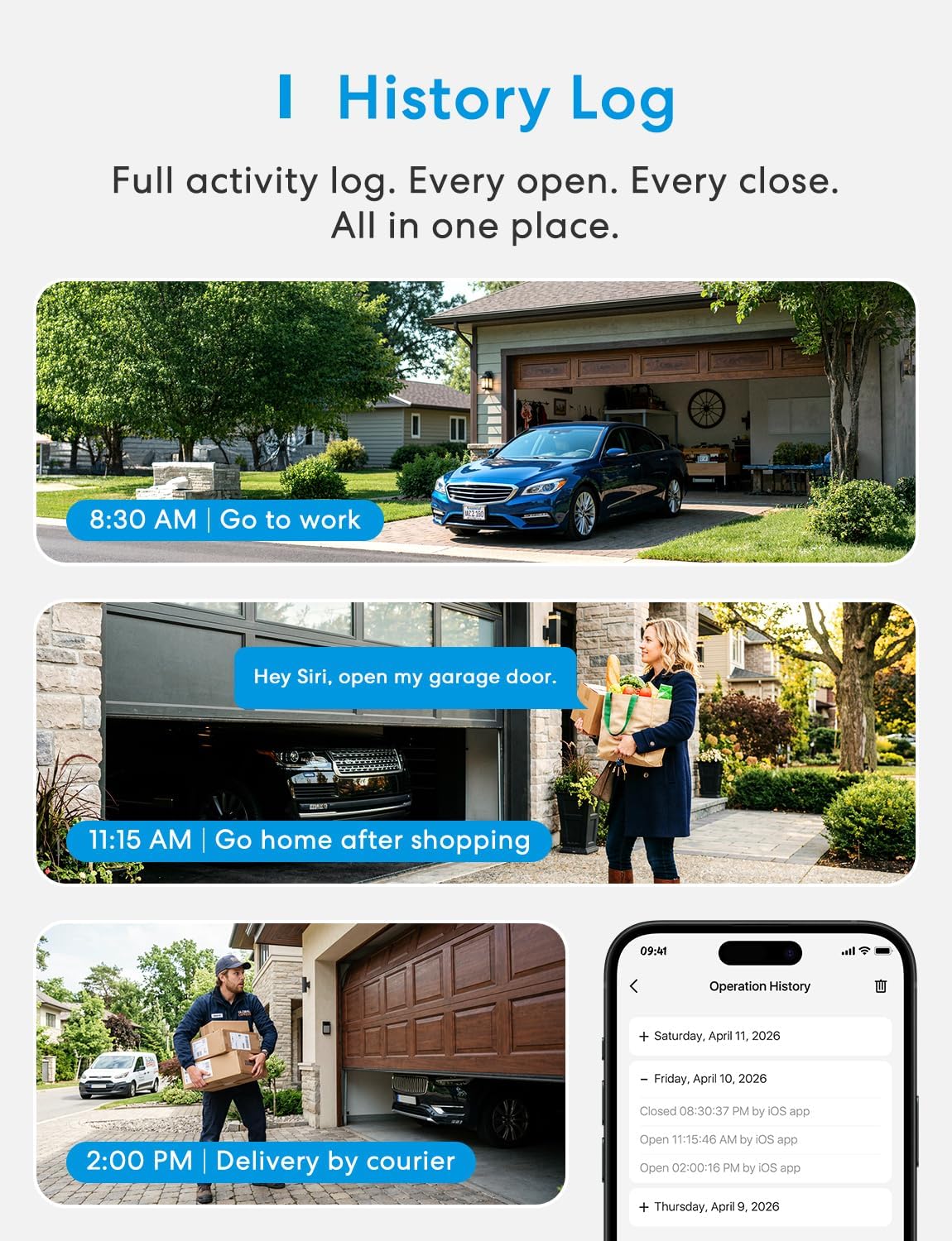 meross smart garage door opener remote with external, front angle view