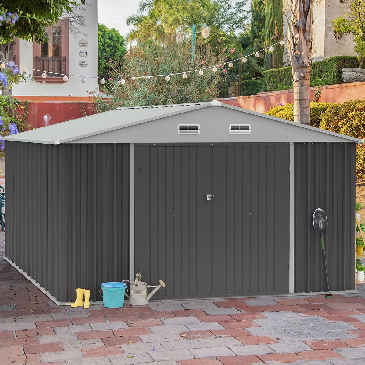 gunji 10 x 10 ft shed outdoor storage, package contents