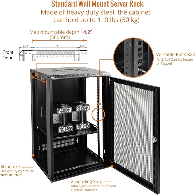 Tecmojo 18U Wall Mount Rack Network Cabinet