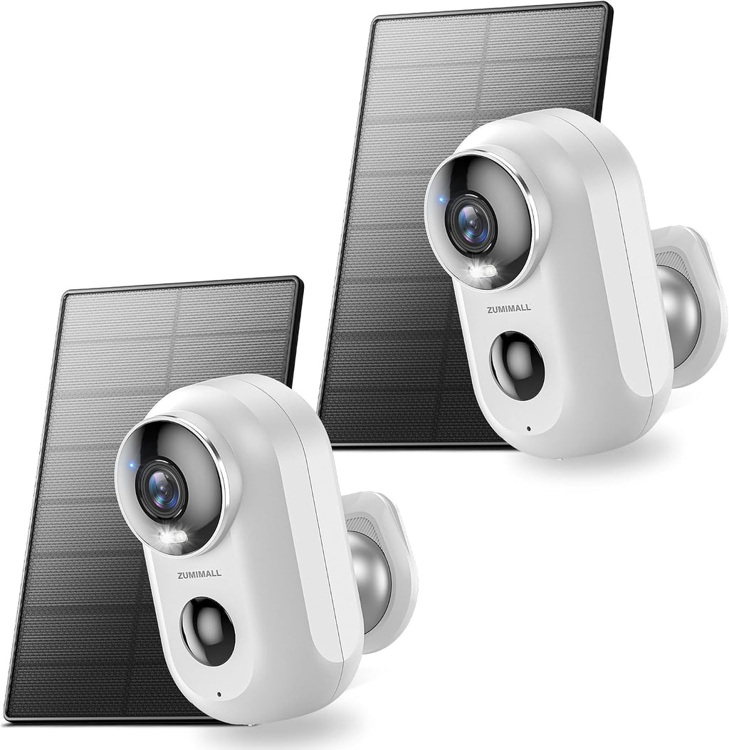 ZUMIMALL Solar Security Cameras Wireless Outdoor, Solar Camera Outdoor Wireless (2 Packs)