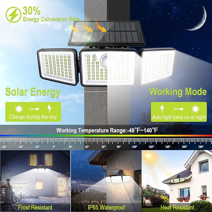 daphino 2500LM Solar Lights Outdoor (4 Pack)