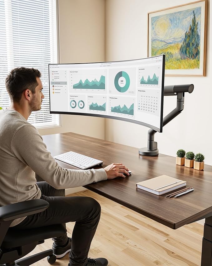 monTEK Single Monitor Arm for 17-40 Inch Screens, Heavy Duty Monitor Mount