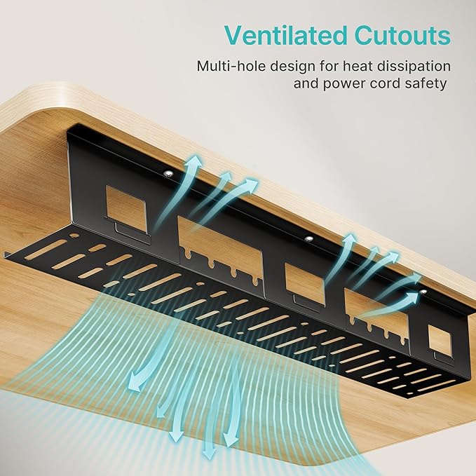 PEGZONE Under Desk Cable Management Tray, 31.5 Inches Metal Cord Organizer Rack