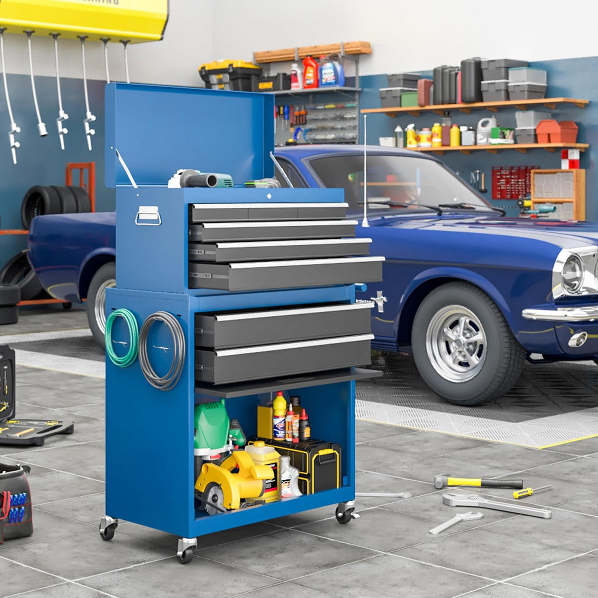airwire 8-drawer tool chest, rolling tool storage cabinet shown in use