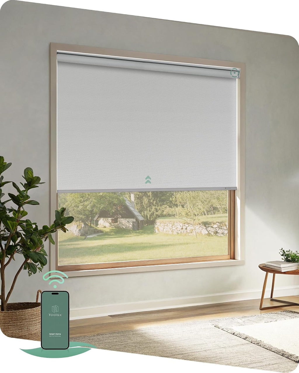 Yoolax Motorized Blinds App Control, Cordless Automatic Shades Roller Window