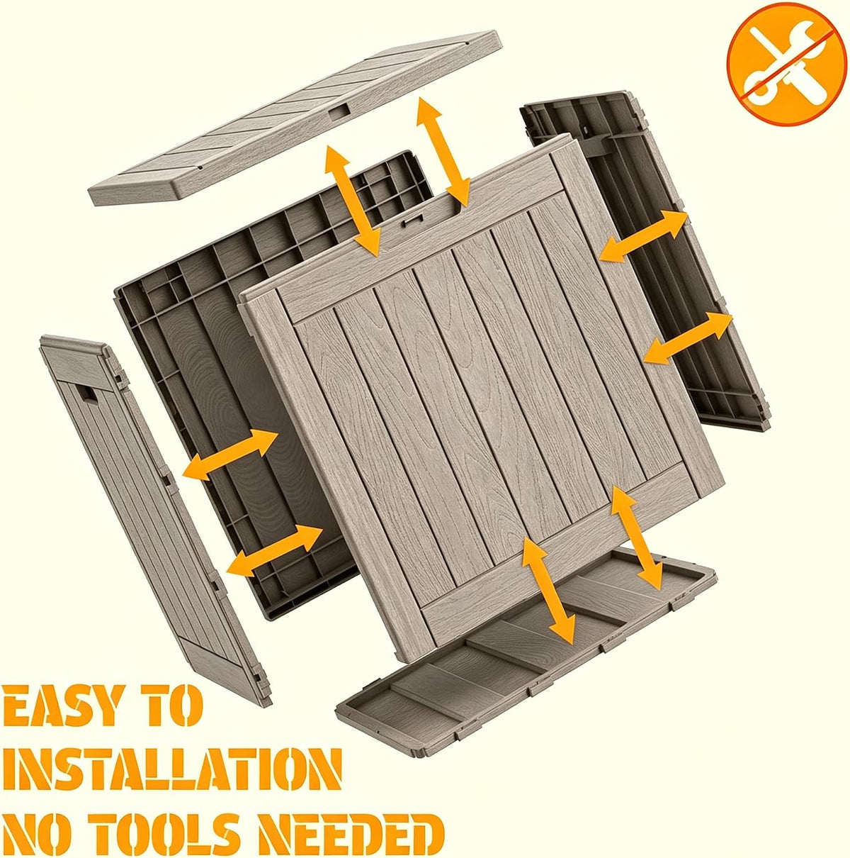 32 gal outdoor storage box waterproof lockable,deck box,medium showing dimensions