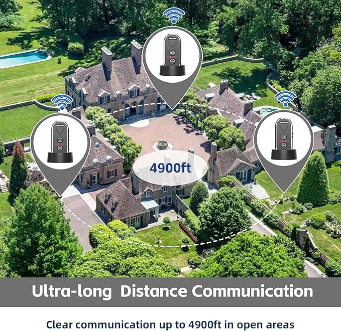 PANDAAR Doorbell Wireless for Home, Wireless Intercom System 4900ft Long Range (2 Pack)