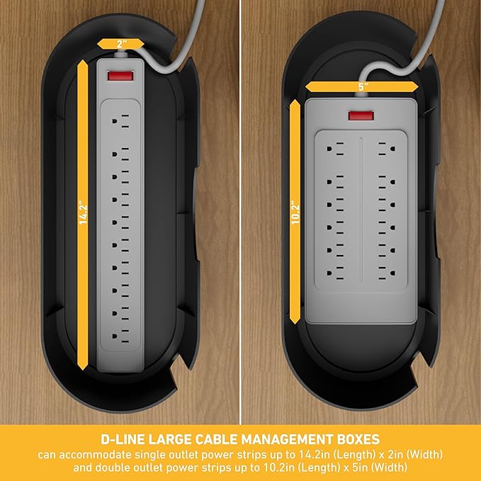 D-Line Cable Management Box, Power Strip Holder, Floor Outlet Hiders, Desk Cord