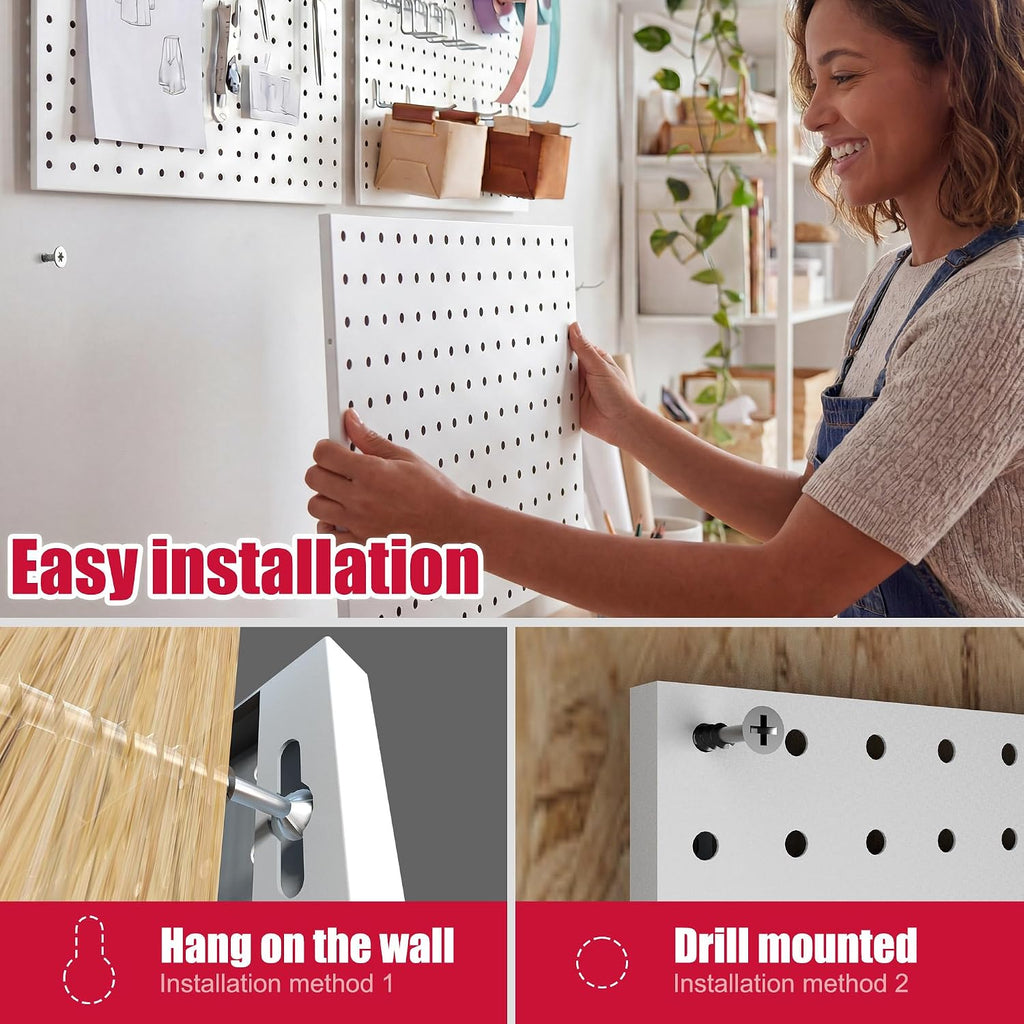 Spampur 4 Pack Peg Board Organizer, Includes Metal PegBoard and Accessories