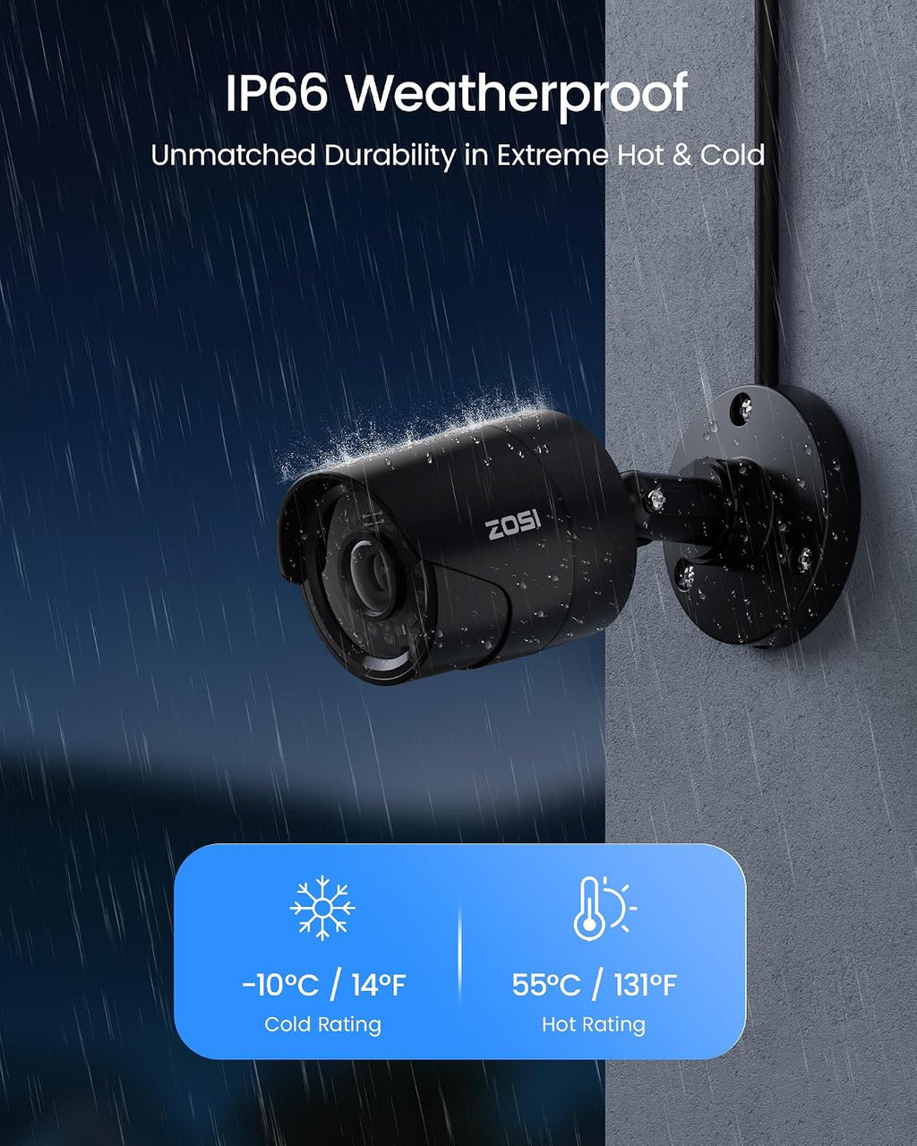 zosi 3k lite wired security camera system, 4, side view