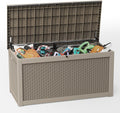310 Gallon Lockable Outdoor Storage Box – Waterproof Resin Deck Box for Patio Furniture, Garden Tools, Pool Accessories (Gray)