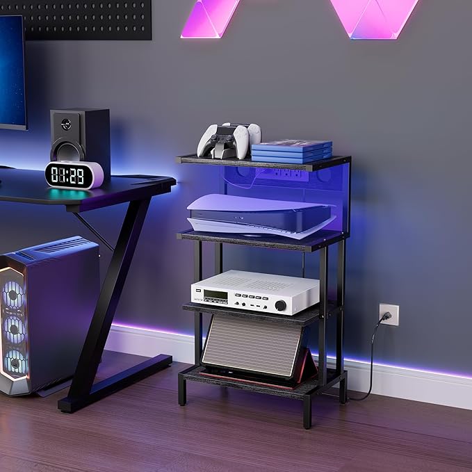 Aquzee Game Console Shelf, 4-Tier Video Gaming Consoles Stand