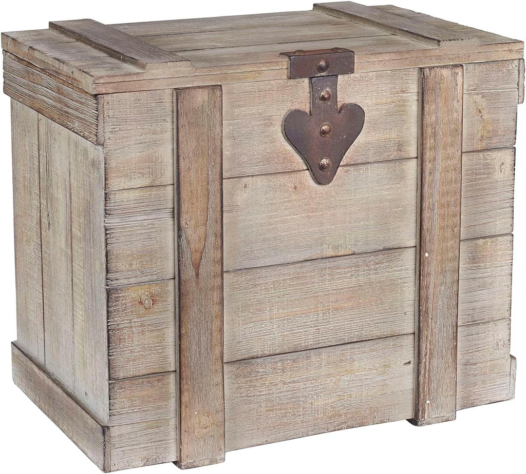 Household Essentials Medium Antiqued Decorative Trunk, Gray Finish