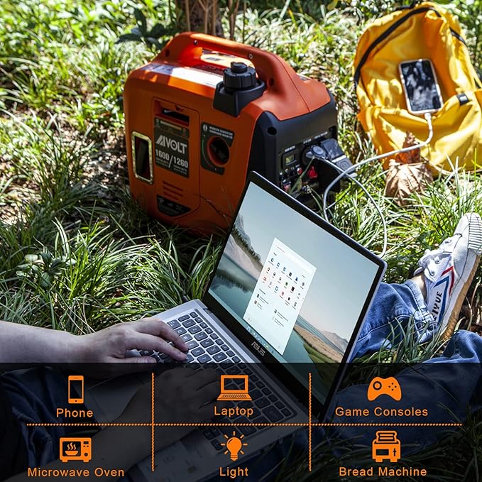 AIVOLT 1600W Super Quiet Inverter Generator, Ultra Lightweight Gas Powered