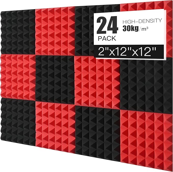 Acoustic Foams Panels 24 Pack 2" x 12"x 12" Sound Proof Foam Panels