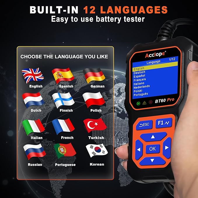 BT60 Pro Acclope Car Battery Tester