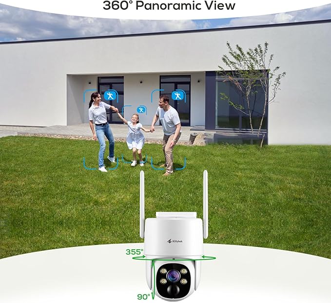 Kittyhok Solar Security Cameras Wireless Outdoor, 360° Pan & Tilt Home Security