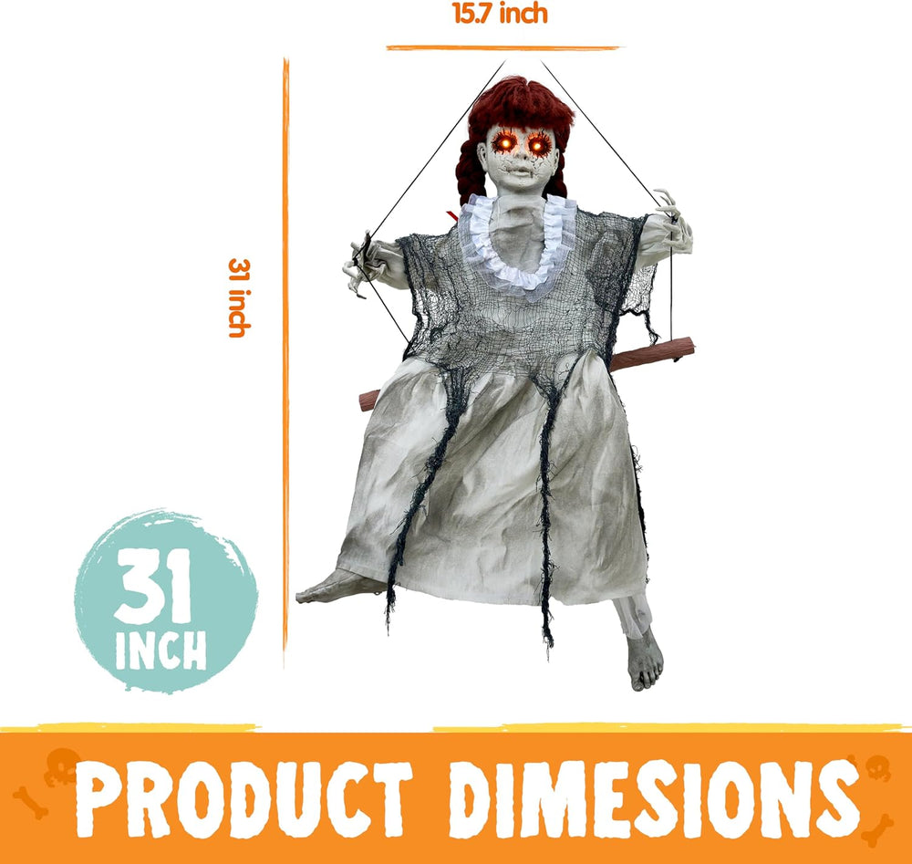 JOYIN Scary Halloween Decorations Outdoor, Halloween Hanging Scary Swing Girl...