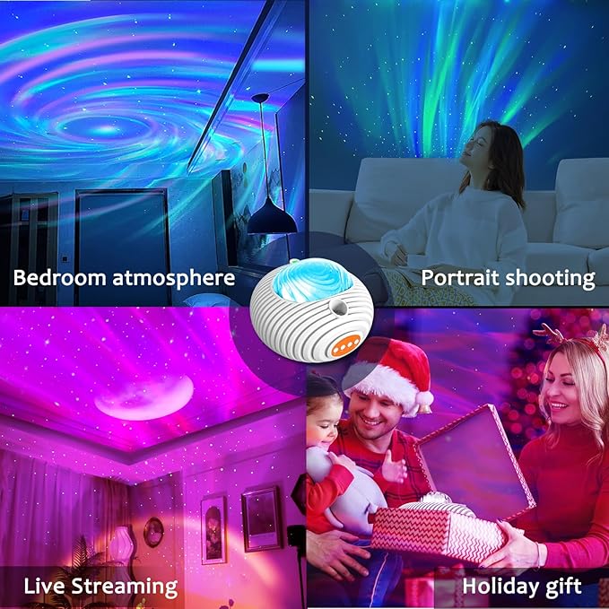 ELITUN Star and Aurora Night Light, Dual Effect Moon Galaxy Projector