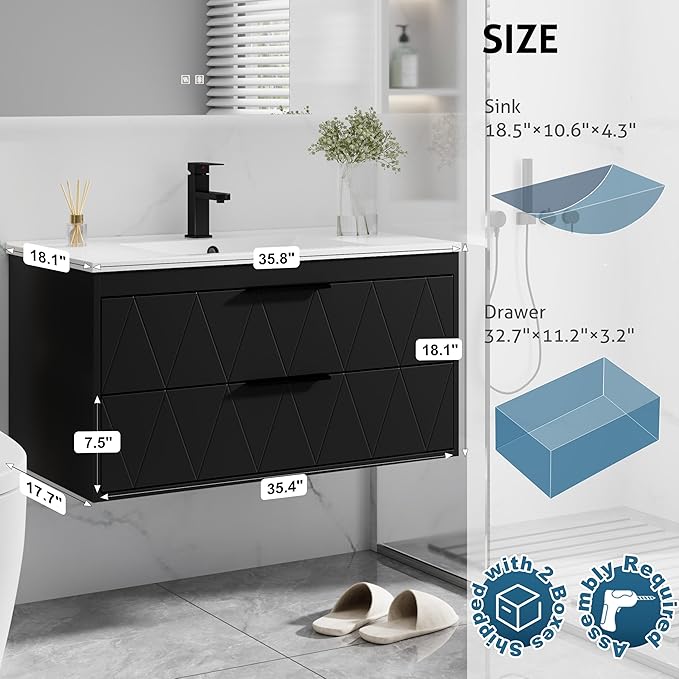 eclife 36" Bathroom Vanities Cabinet