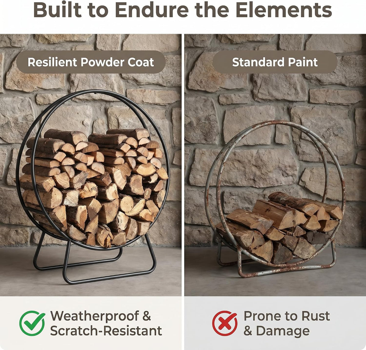 firewood rack outdoor, 24 inch round firewood storage, package contents
