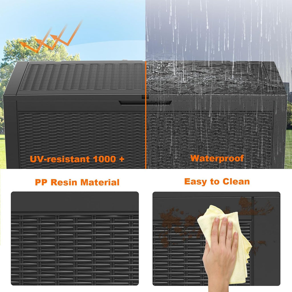 rojik outdoor storage housing deck box - waterproof, side view