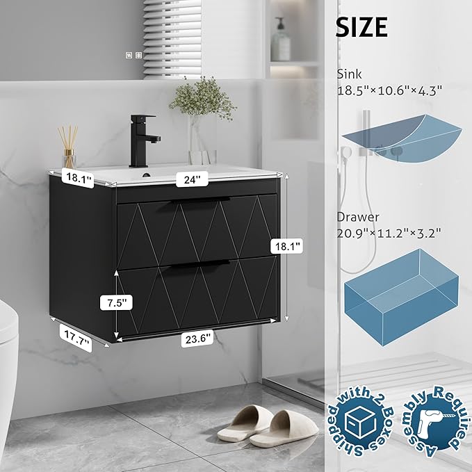 eclife 24" Bathroom Vanities Cabinet