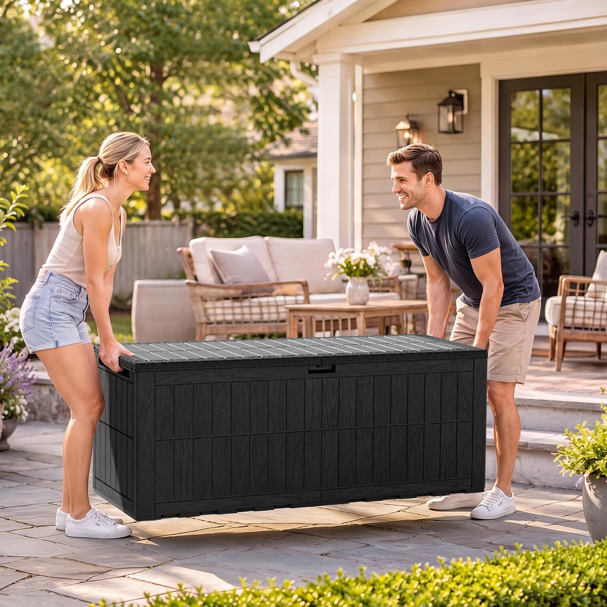flamaker 180 gallon large outdoor storage box waterproof, package contents