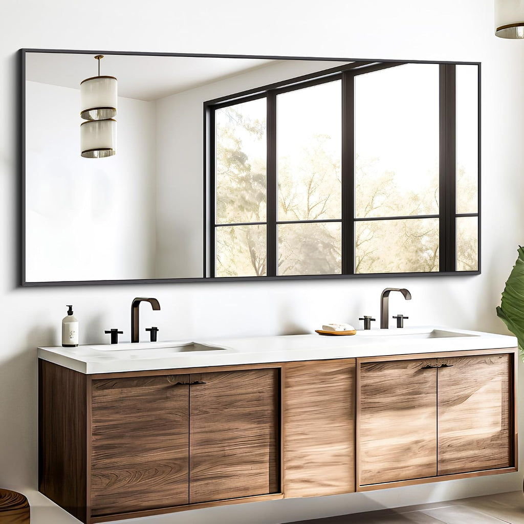 Black Bathroom Mirror for Wall, 72x30 Inch Rectangle Mirrors