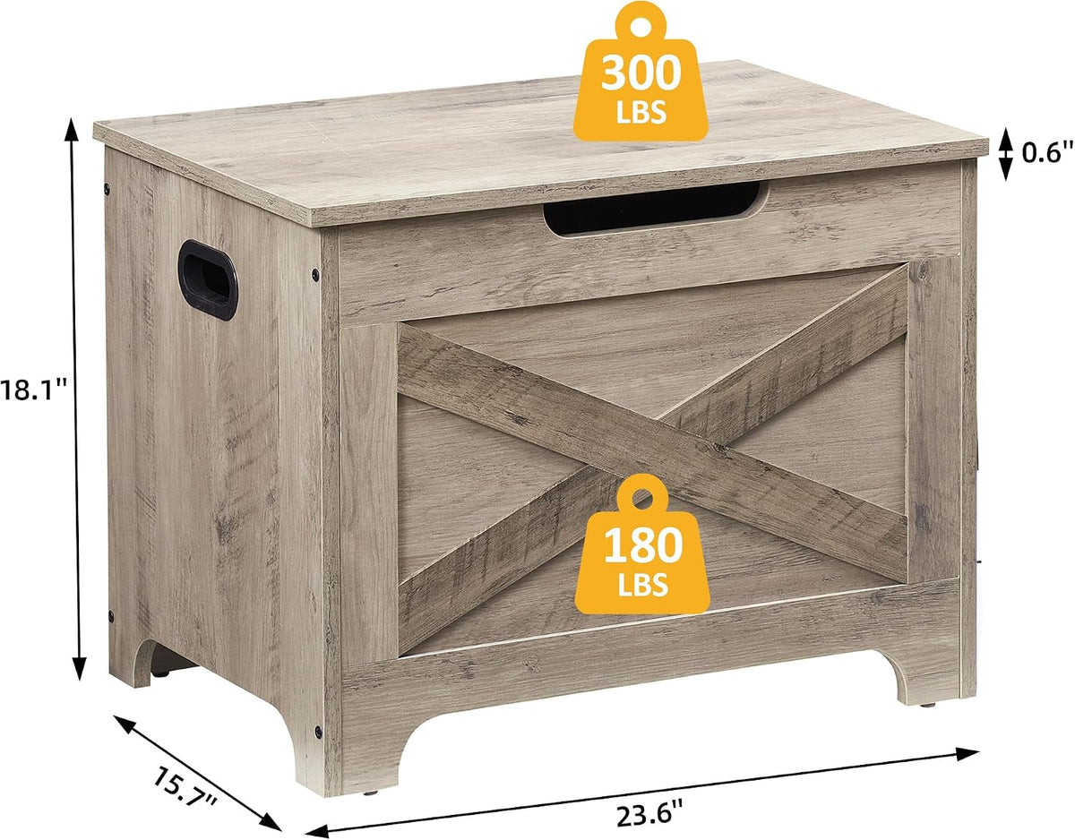 idealhouse 23.6" storage bench with 2 safety hinges, close-up detail