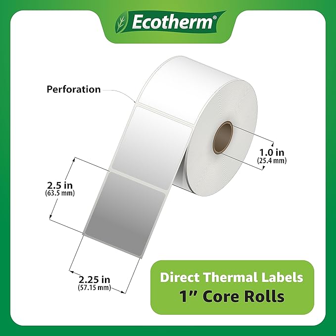 2.25" x 2.5" Thermal Labels | 4 Rolls | 2400 Labels | fits Zebra, Offnova